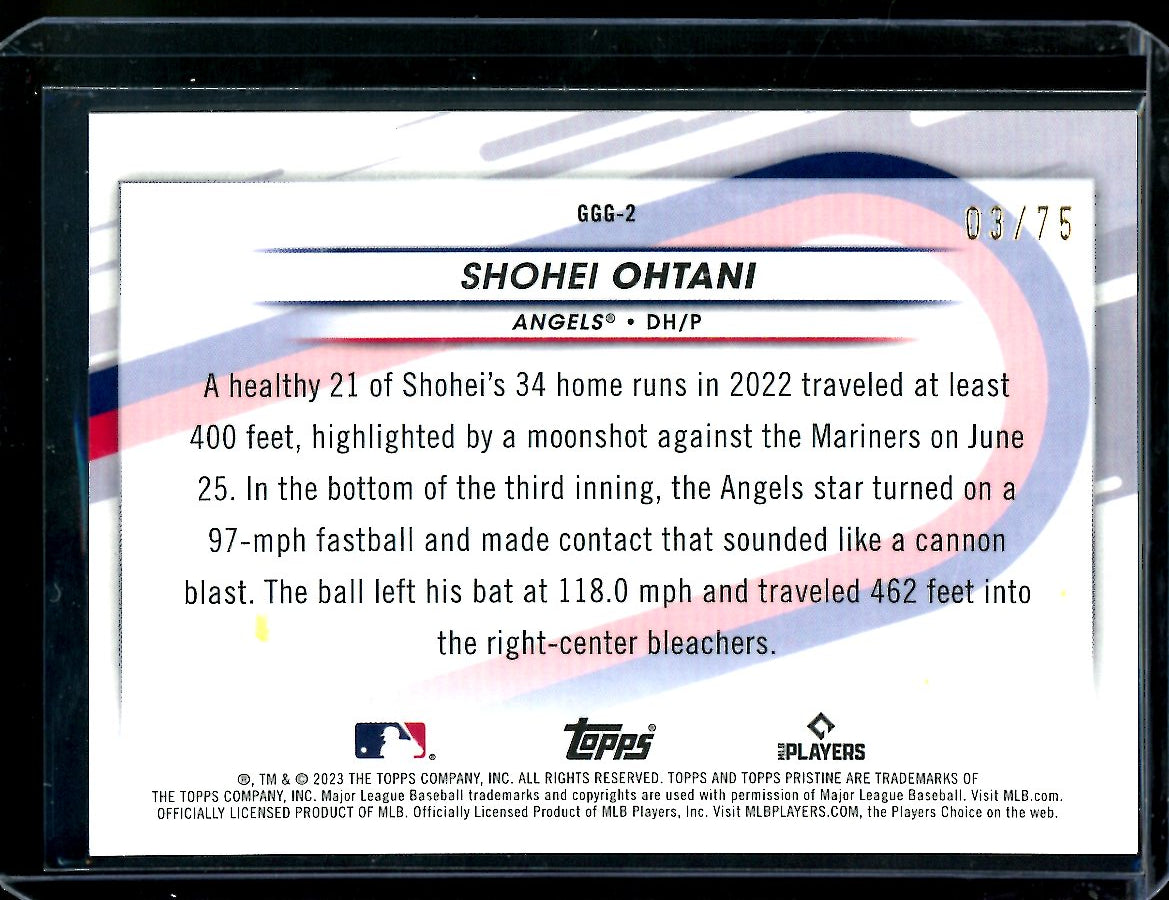 2023 Topps Prestine Shohei Ohtani Going Going Gone Blue /75 Angels