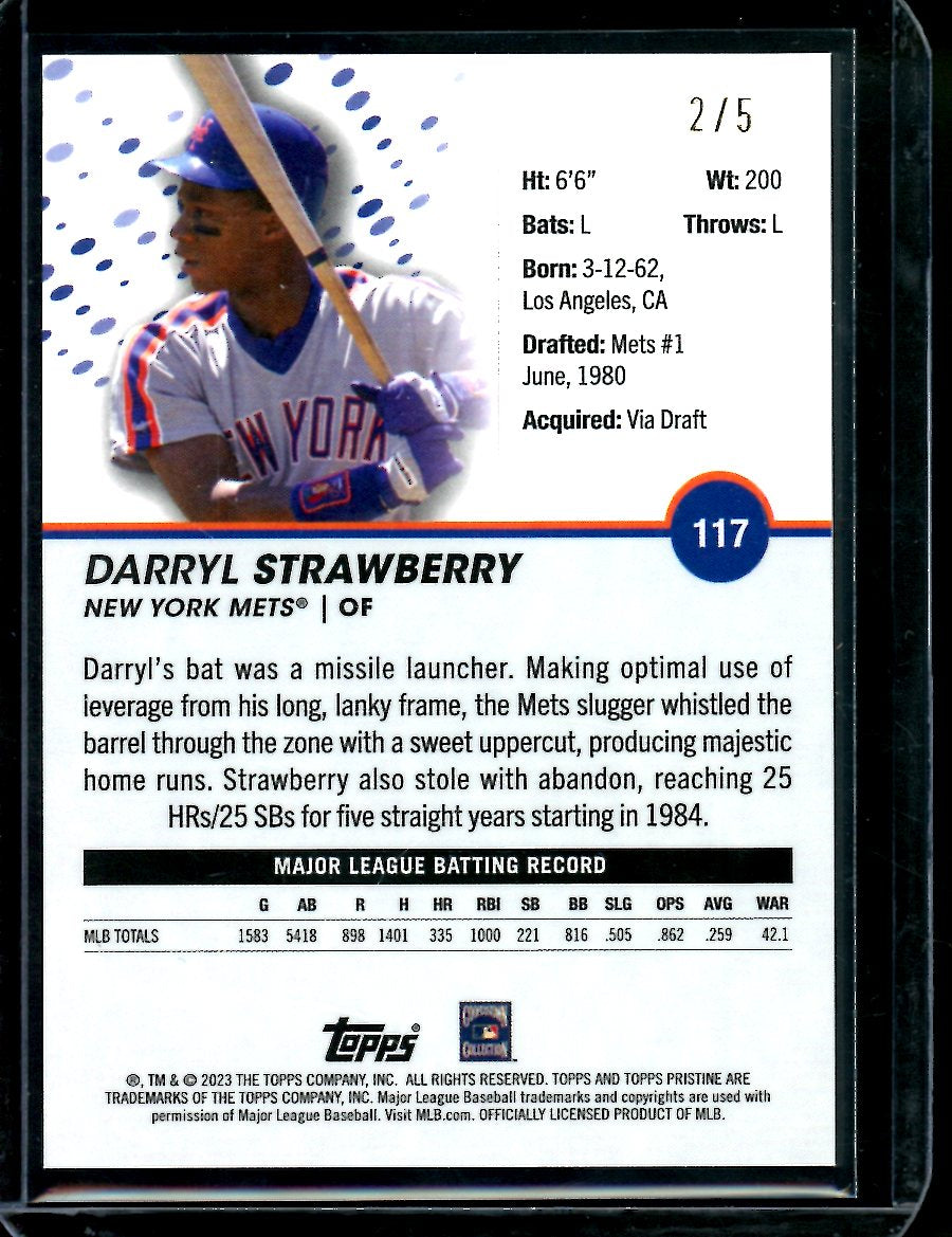 2023 Topps Prestine Darryl Strawberry Red /5 Mets