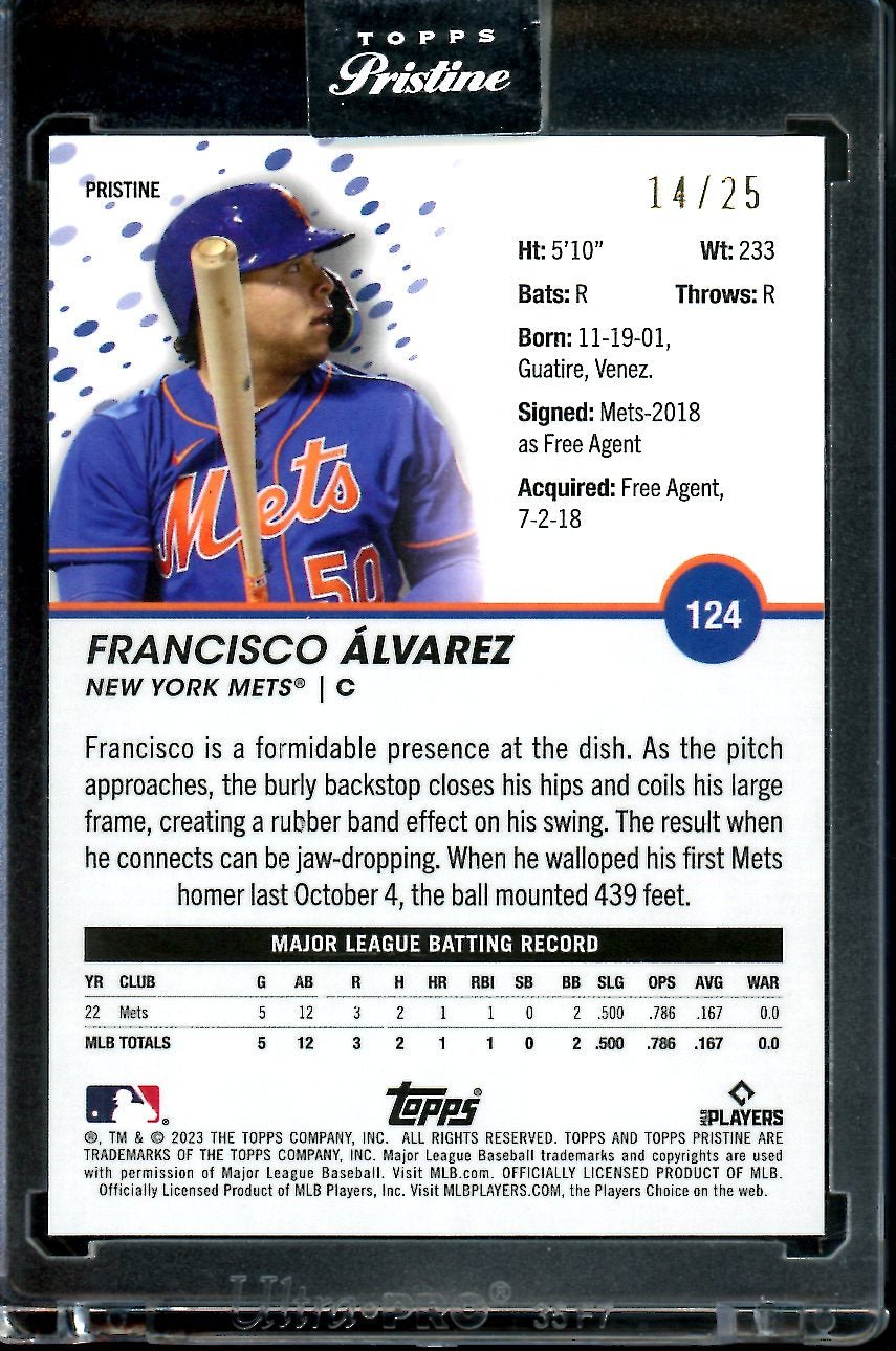 2023 Topps Prestine Francisco Alvarez Rookie Orange /25 Mets