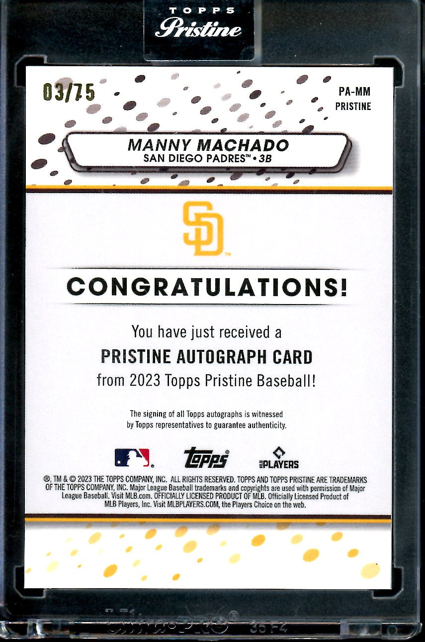 2023 Topps Prestine Manny Machado Auto Blue /75 Padres