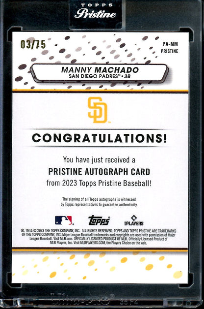 2023 Topps Prestine Manny Machado Auto Blue /75 Padres
