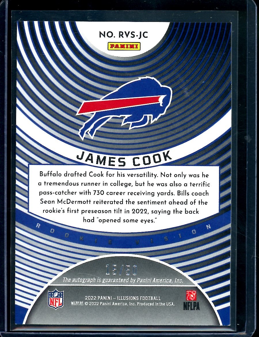 2022 Panini Illusions James Cook Rookie Vision Auto Black /50 Bills