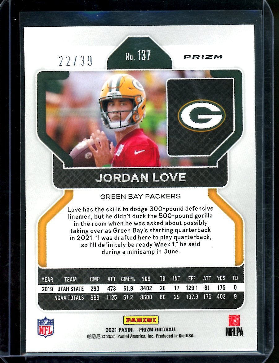 2021 Panini Prizm Jordan Love Yellow Red Tmall /39 Packers - Trading Card Market