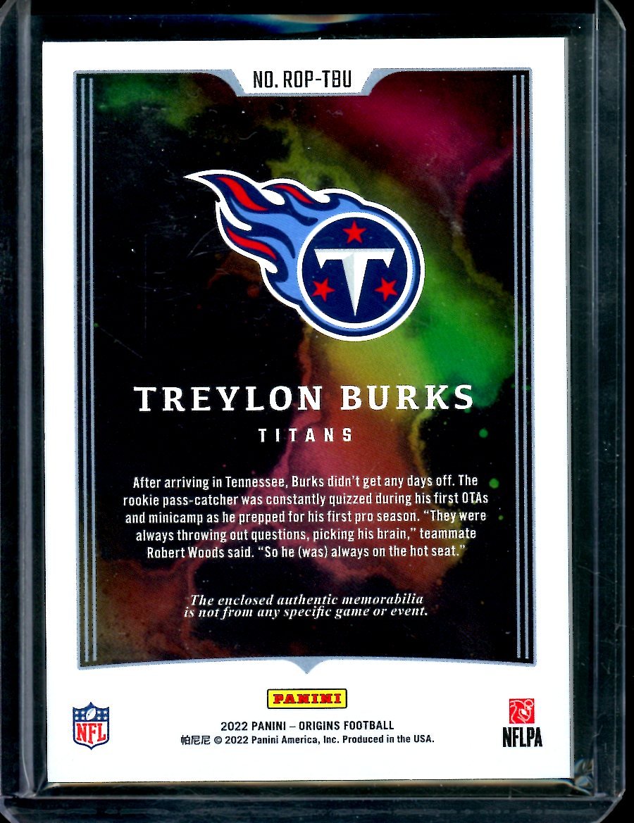2022 Panini Origins Treylon Burks Rookie Patch /25 Titans - Trading Card Market