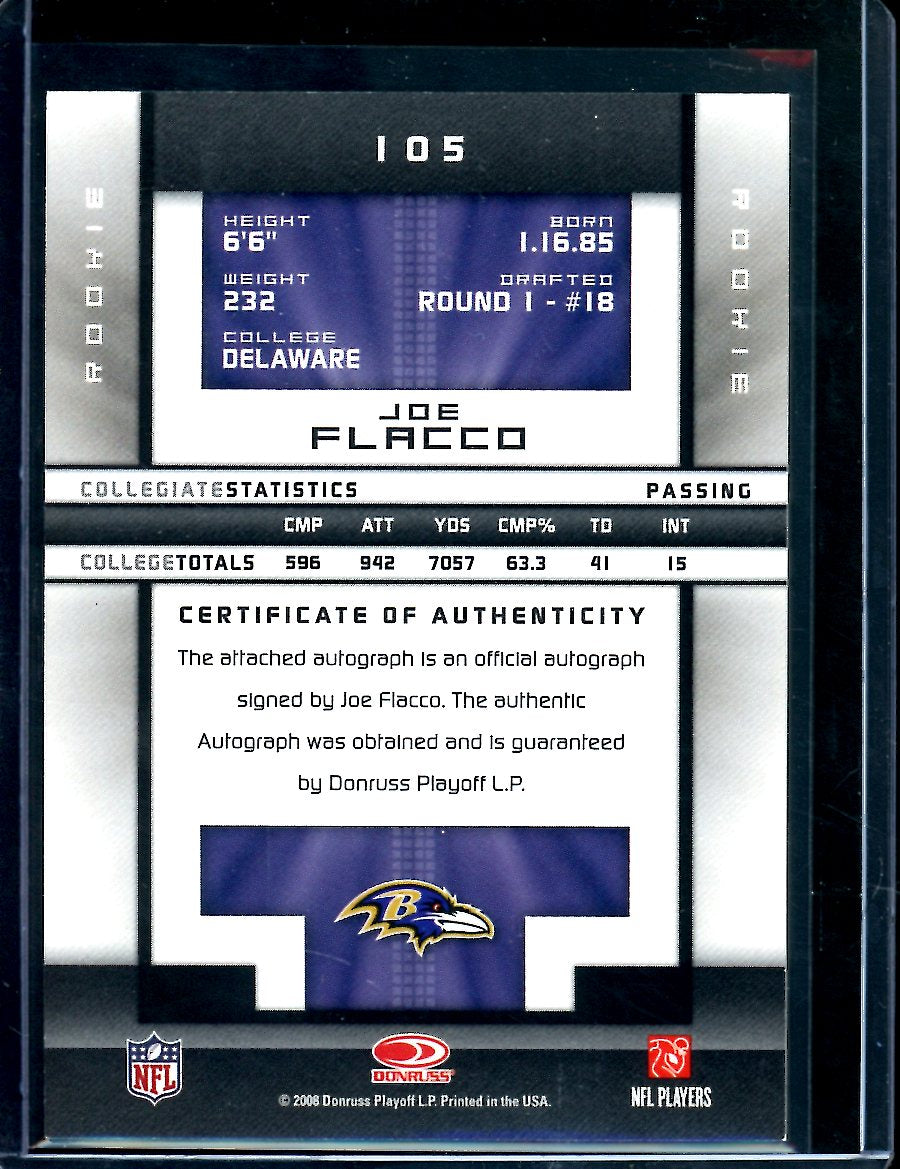 2008 Panini Elite Joe Flacco Rookie Auto /299 Ravens