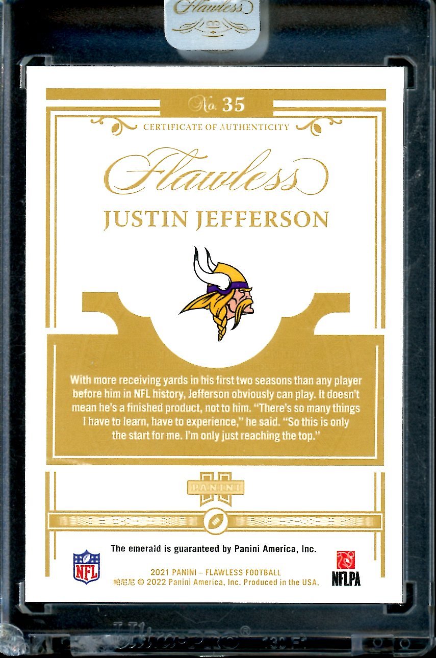 2021 Panini Flawless Justin Jefferson Emerald /5 Vikings - Trading Card Market