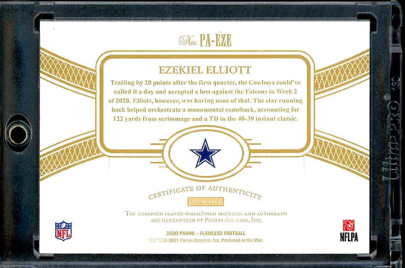 2020 Panini Flawless Ezekiel Elliott Patch Auto Red /5 Cowboys - Trading Card Market