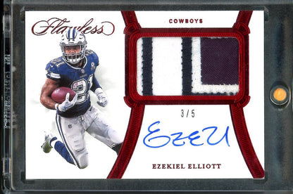 2020 Panini Flawless Ezekiel Elliott Patch Auto Red /5 Cowboys - Trading Card Market