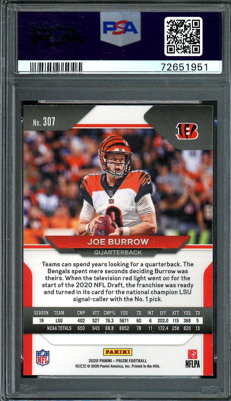 2020 Panini Prizm Joe Burrow Rookie PSA 10 Bengals - Trading Card Market