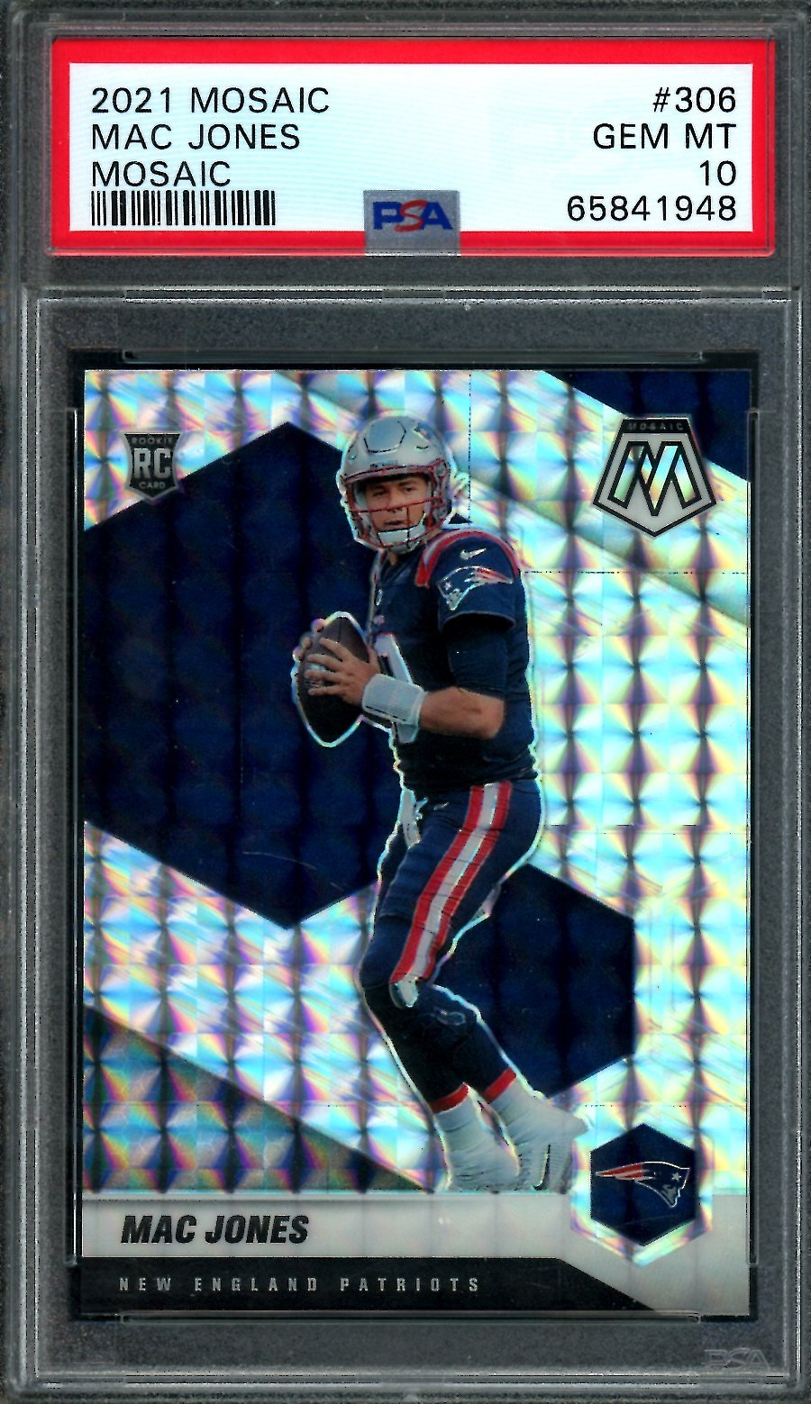 2021 Panini Mosaic Mac Jones Rookie Mosaic PSA 10 Patriots