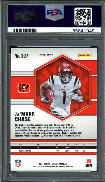 2021 Panini Mosaic Ja'Marr Chase Rookie Pink Camo PSA 9 Bengals