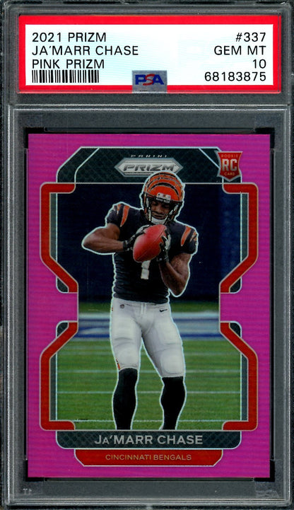 2021 Panini Prizm Ja'Marr Chase Rookie Pink Prizm PSA 10 Bengals - Trading Card Market