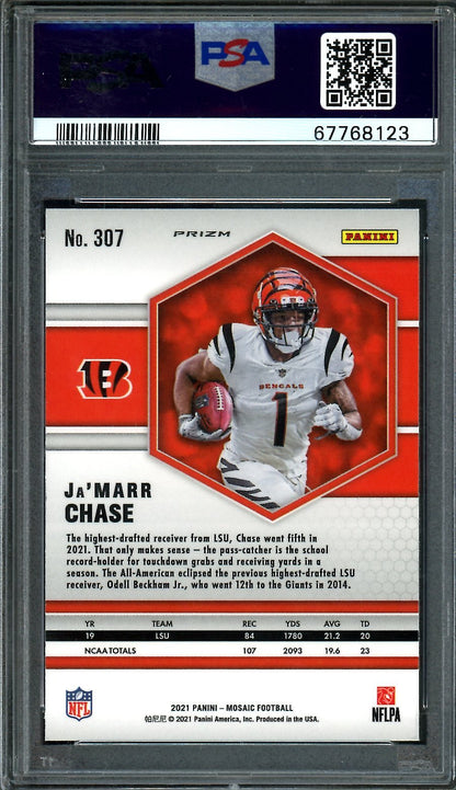 2021 Panini Mosaic Ja'Marr Chase Rookie Silver PSA 10 Bengals