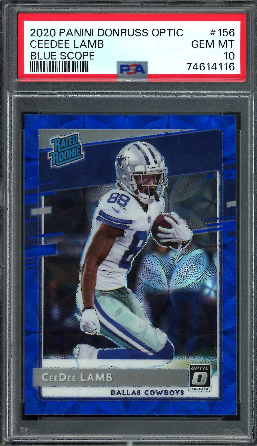 2020 Panini Optic Ceedee Lamb Rookie Blue Scope PSA 10 Cowboys