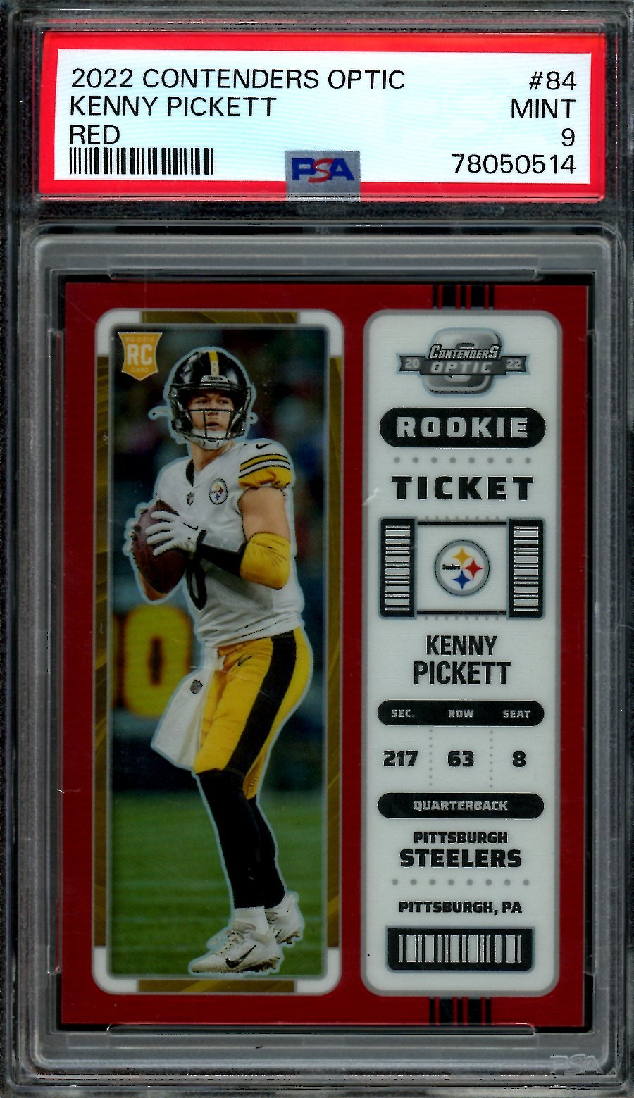 2022 Panini Contenders Optic Kenny Pickett Rookie Red /175 PSA 9 Steelers - Trading Card Market
