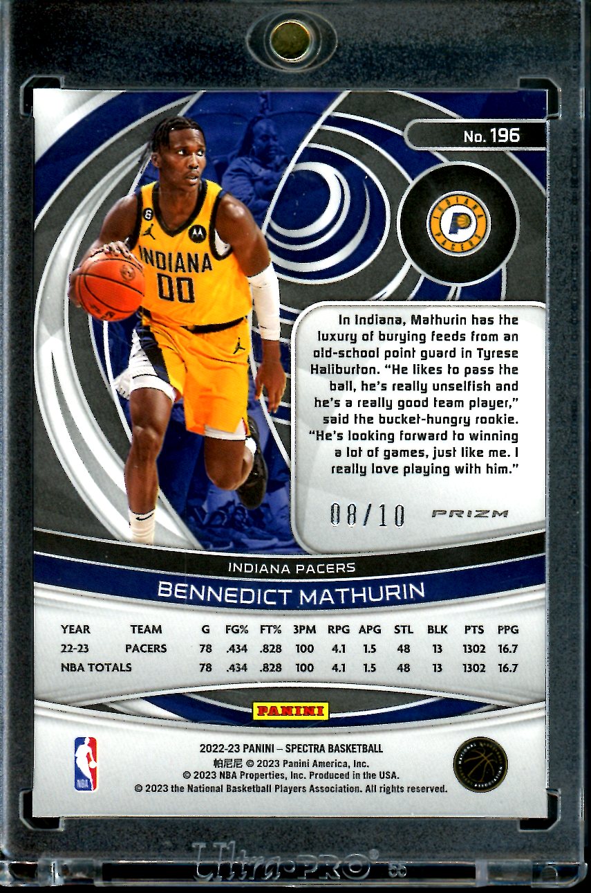 2022-23 Panini Spectra Bennedict Mathurin Rookie Gold /10 Pacers