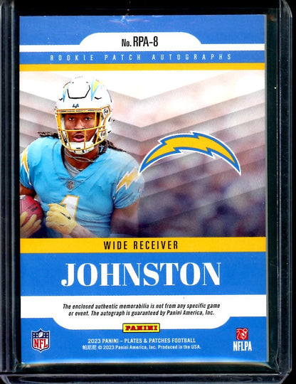 2023 Panini Plates & Patches Quentin Johnston Rookie RPA /75 Chargers - Trading Card Market