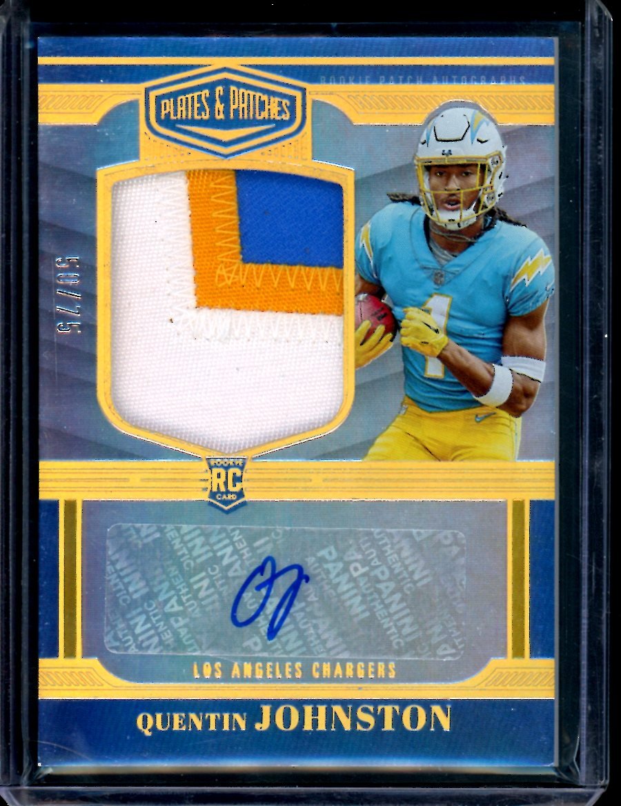 2023 Panini Plates & Patches Quentin Johnston Rookie RPA /75 Chargers - Trading Card Market