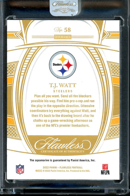 2022 Panini Flawless T.J. Watt Aquamarine FOTL /2 Steelers