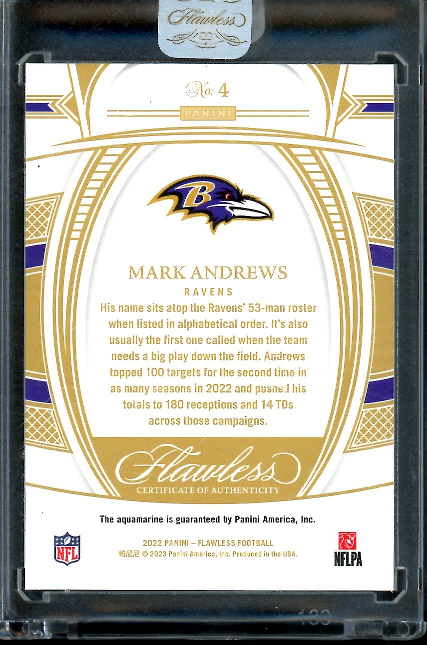 2022 Panini Flawless Mark Andrews Aquamarine FOTL /2 Ravens