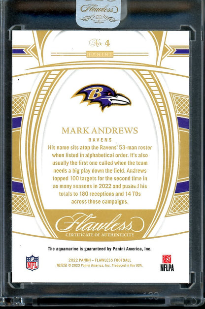 2022 Panini Flawless Mark Andrews Aquamarine FOTL /2 Ravens