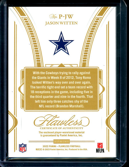 2022 Panini Flawless Jason Witten Sapphire Patch /10 Cowboys