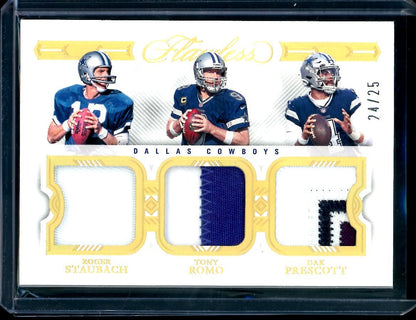 2022 Panini Flawless Roger Staubach/Tony Romo/Dak Prescott Triple Patch Gold /25 Cowboys - Trading Card Market