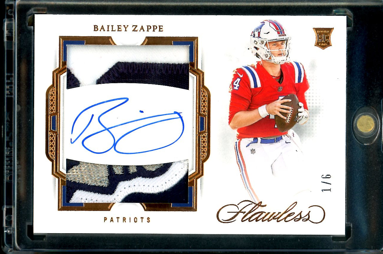 2022 Panini Flawless Bailey Zappe Rookie RPA Bronze /6 Patriots