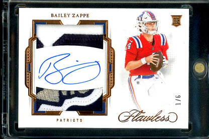 2022 Panini Flawless Bailey Zappe Rookie RPA Bronze /6 Patriots