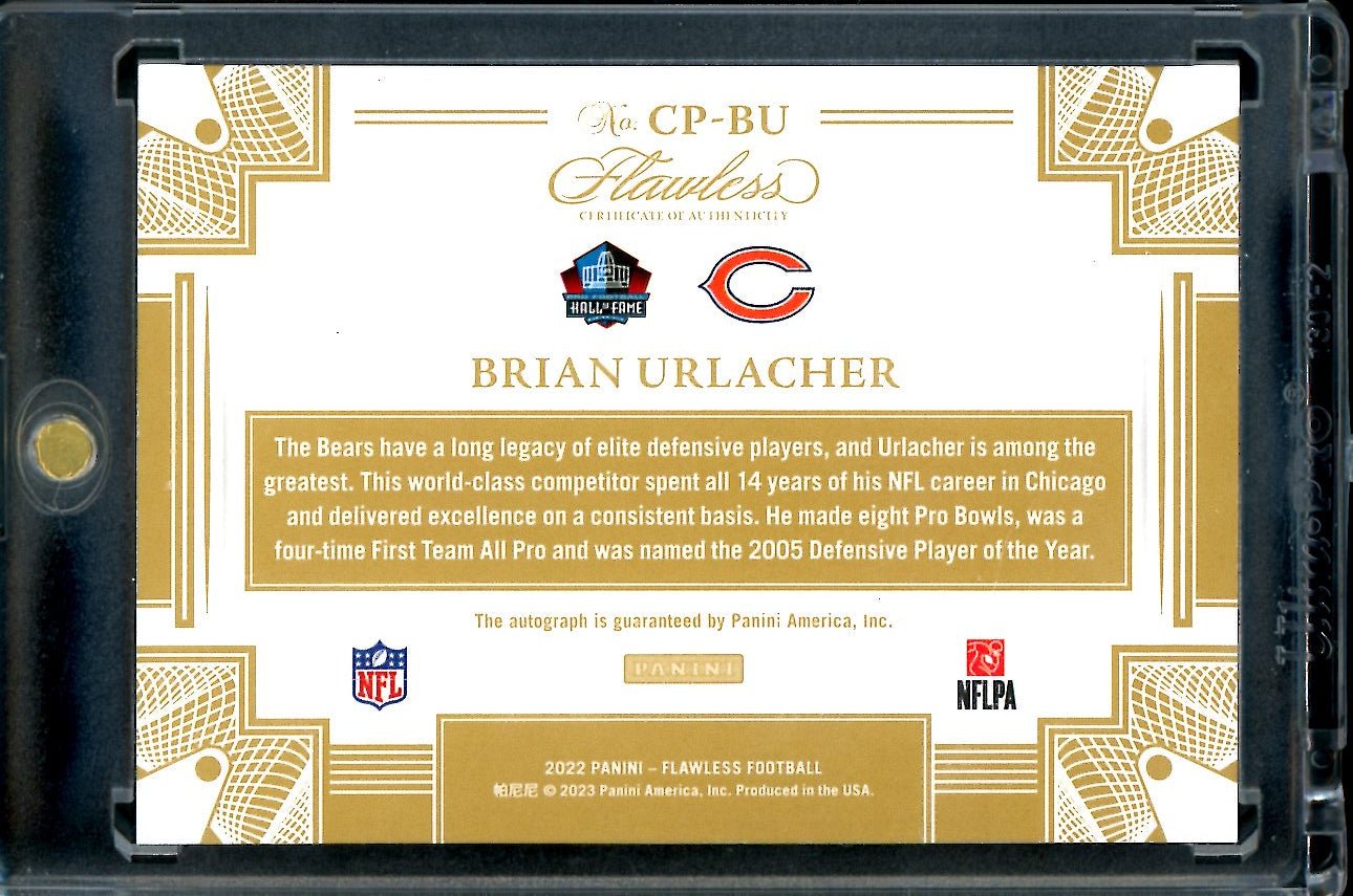2022 Panini Flawless Brian Urlacher Hall of Fame Auto Gold /15 Bears - Trading Card Market