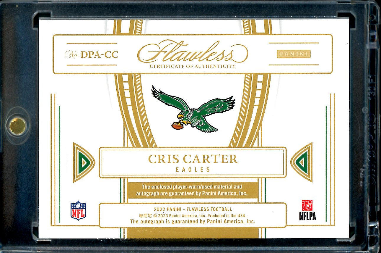 2022 Panini Flawless Cris Carter Distinguished Patch Auto Ruby /10 Eagles