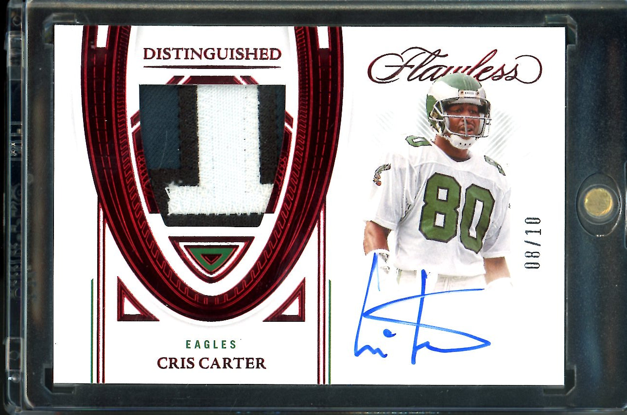 2022 Panini Flawless Cris Carter Distinguished Patch Auto Ruby /10 Eagles