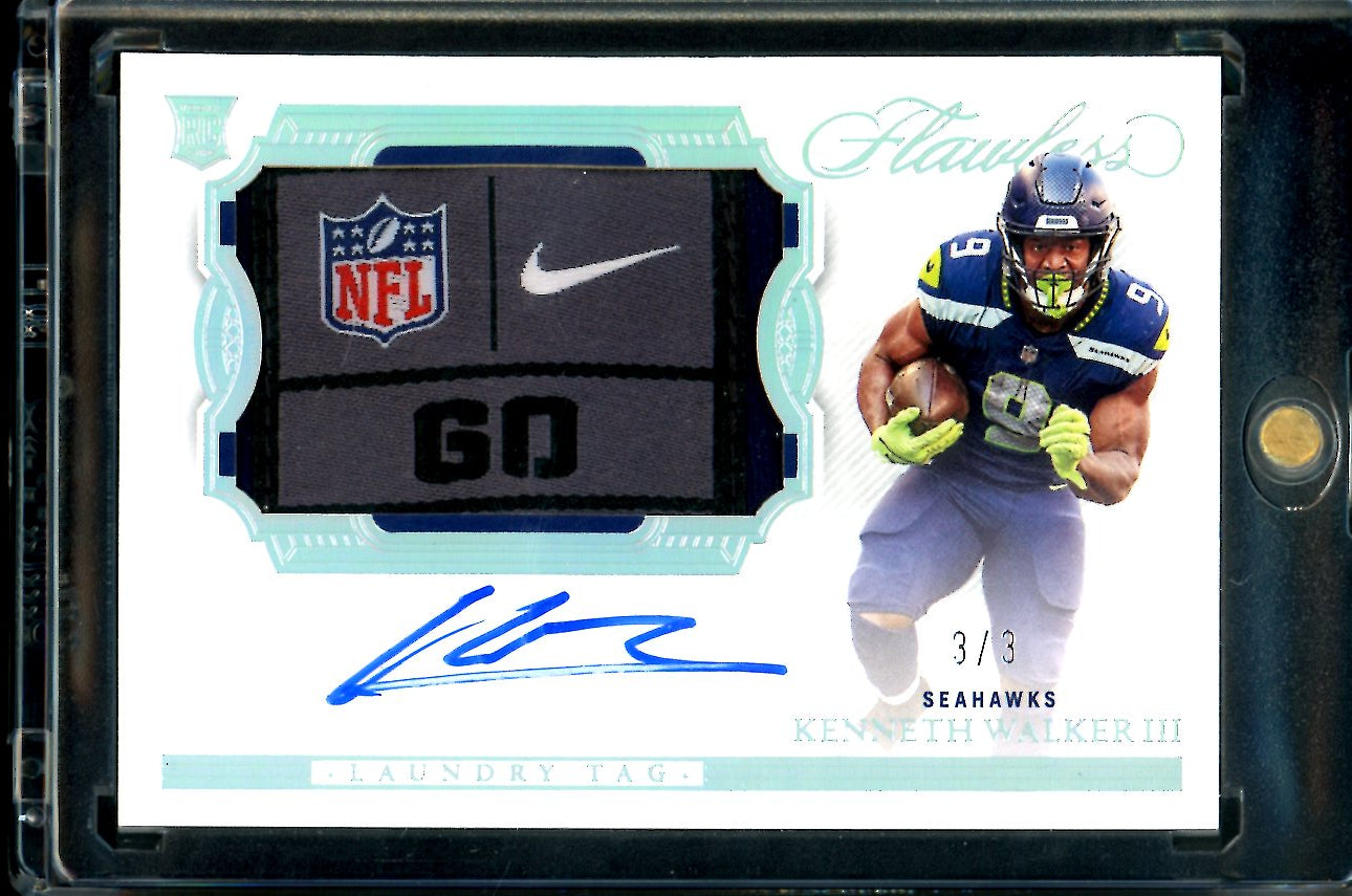 2022 Panini Flawless Kenneth Walker III Rookie RPA Laundry Tag Auto /3 Seahawks