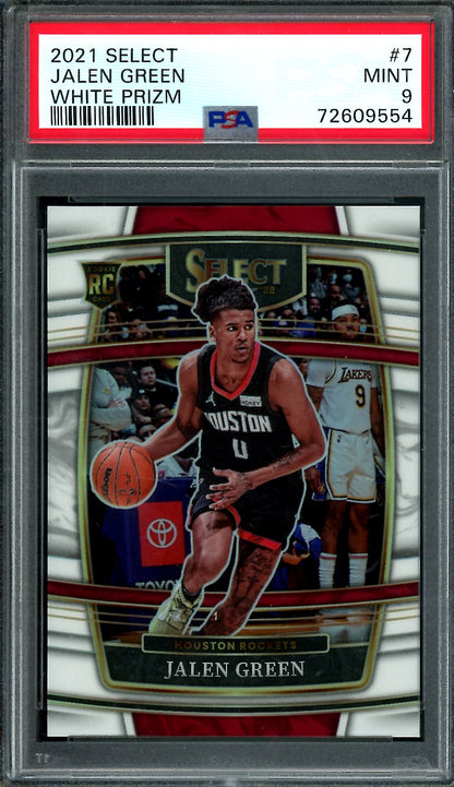 2021-22 Panini Select Jalen Green Rookie White Prizm /149 PSA 9 Rockets