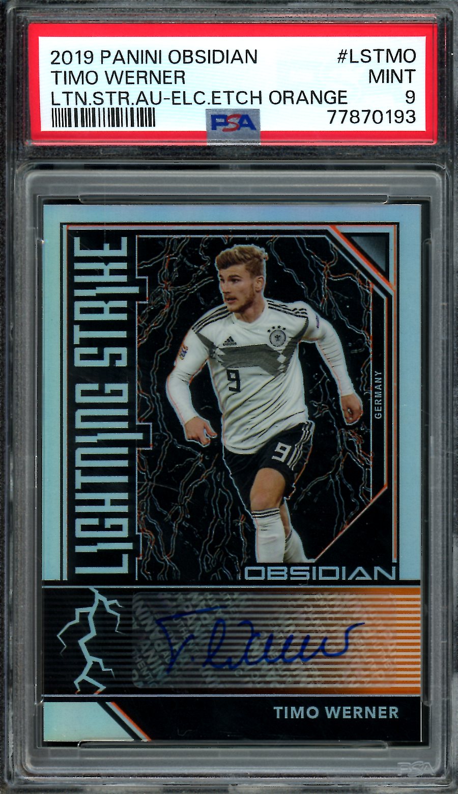 2019 Panini Obsidian Timo Werner Lightning Strike Auto /50 PSA 9 Germany