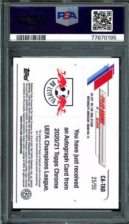 2020 Topps Topps Chrome UEFA Tyler Adams Auto Gold /50 PSA 9 RB Leipzig