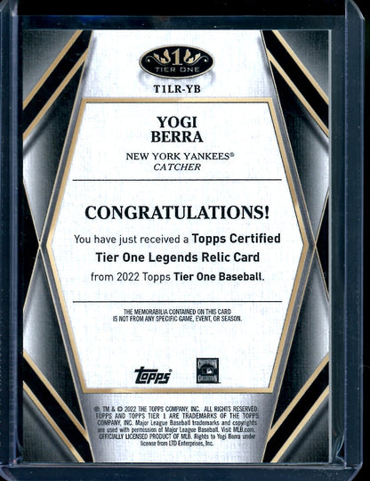 2022 Topps Tier One Yogi Berra Legends Patch Yankees