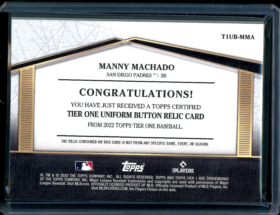 2022 Topps Tier One Manny Machado Button Patch /5 Padres - Trading Card Market