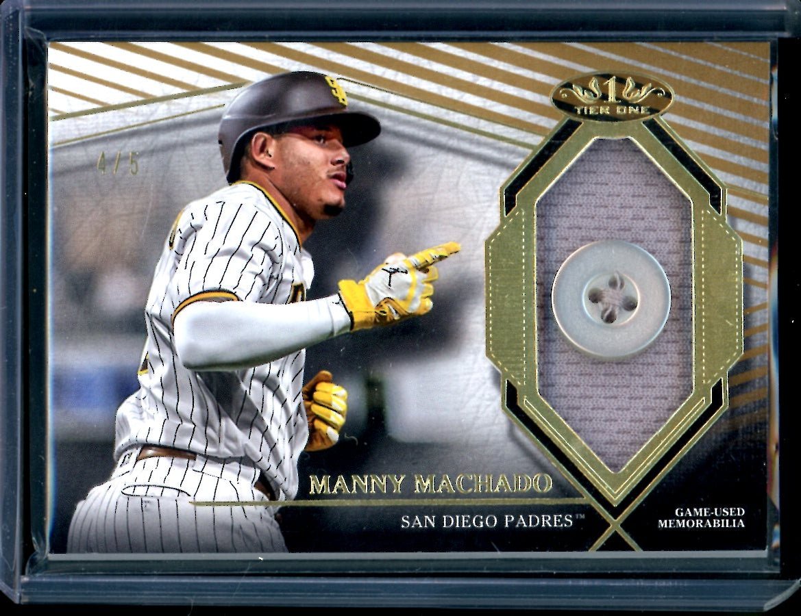 2022 Topps Tier One Manny Machado Button Patch /5 Padres - Trading Card Market