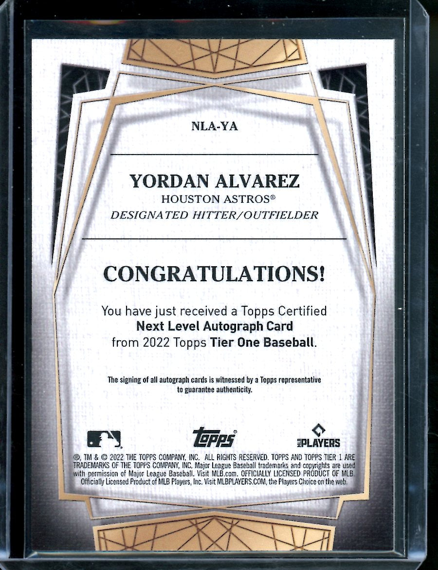 2022 Topps Tier One Yordan Alvarez Auto /25 Astros