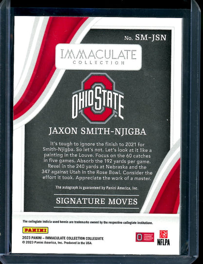 2023 Panini Immaculate Collegiate Jaxon Smith-Njigba Signature Moves Auto /99 Ohio State