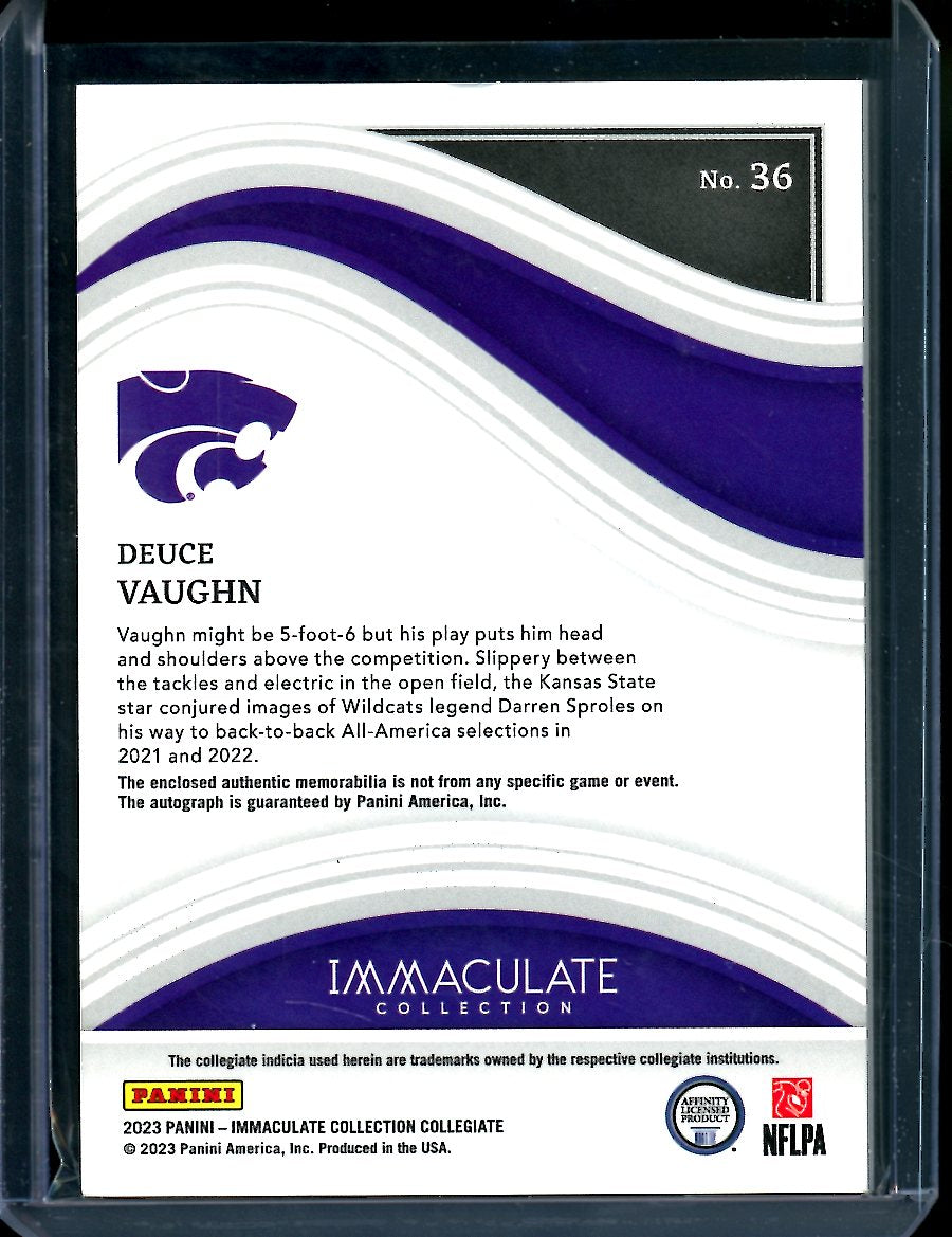 2023 Panini Immaculate Collegiate Deuce Vaughn Rookie RPA Red /65 Kansas State