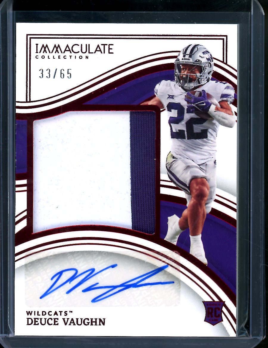 2023 Panini Immaculate Collegiate Deuce Vaughn Rookie RPA Red /65 Kansas State