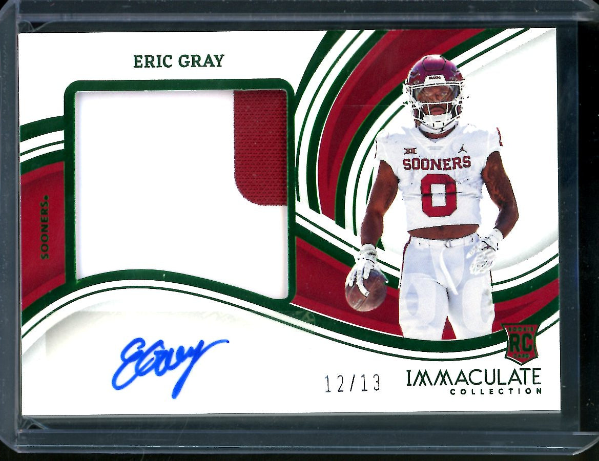 2023 Panini Immaculate Collegiate Eric Gray Rookie RPA Green /13 Oklahoma