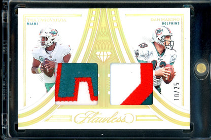 2022 Panini Flawless Tua Tagovailoa/Dan Marino Dual Patch Gold /25 Dolphins