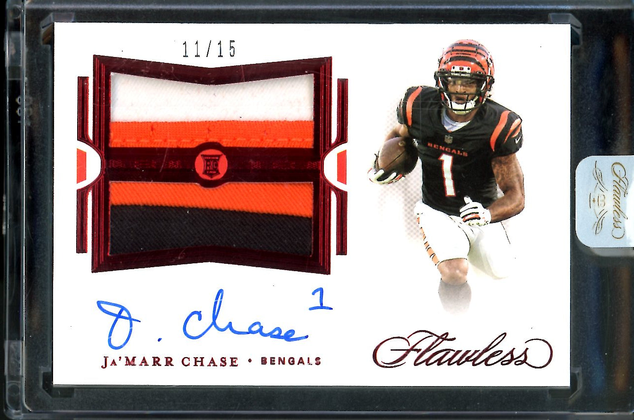 2021 Panini Flawless Ja'Marr Chase Rookie Auto RPA Red /15 Bengals