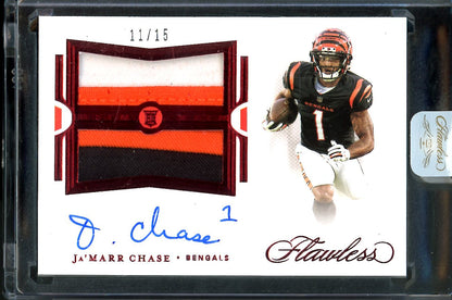 2021 Panini Flawless Ja'Marr Chase Rookie Auto RPA Red /15 Bengals