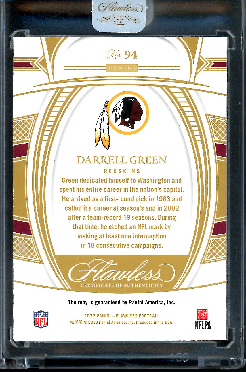 2022 Panini Flawless Darrell Green Ruby /20 Commanders