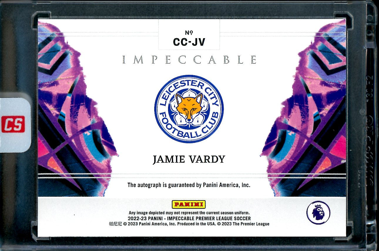 2022-23 Panini Impeccable Jamie Vardy Canvas Creators Auto /15 Leicester City