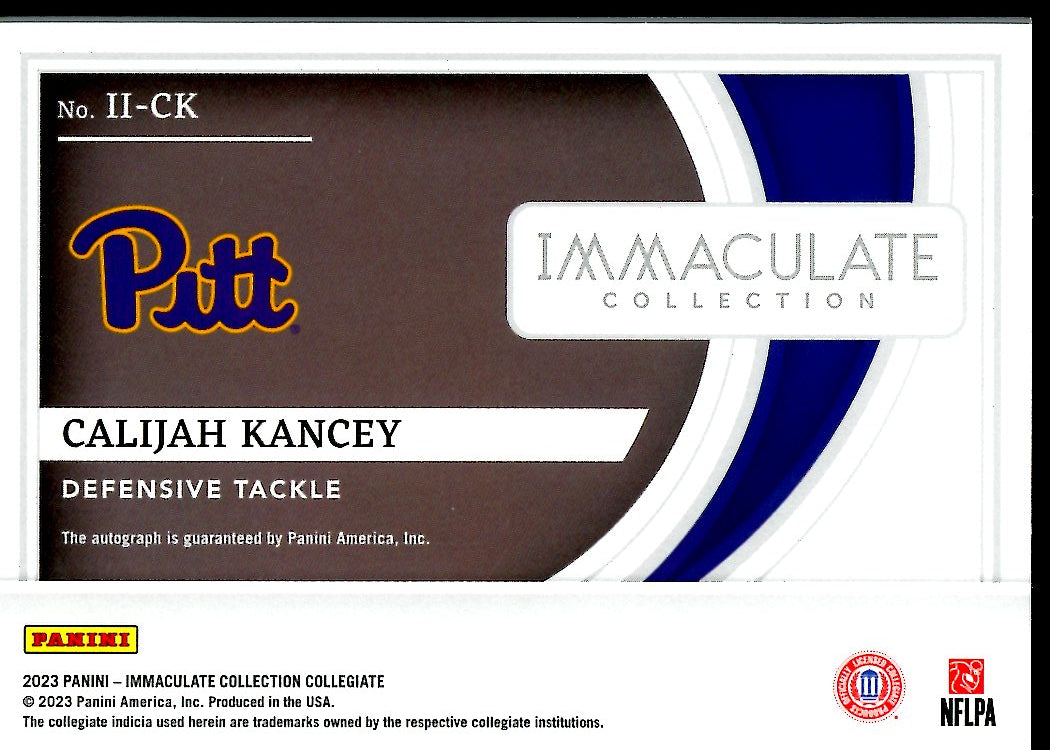 2023 Panini Immaculate Collegiate Calijah Kancey Rookie Introductions Auto /99 Pittsburgh